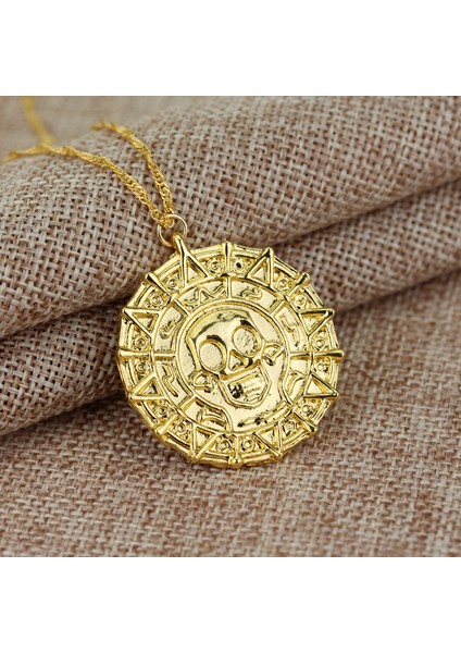 AL4544-GÜMÜŞ Film Aksesuarları Karayip Akg Korsanları Aztek Altın Renk Sikke Kolye Retro Kafatası Kolye Punk Hip Hop Kolye (Yurt Dışından) indirimleri