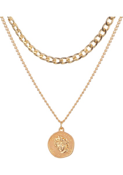 IPA0518-1 Iparam Kalın Zincir Geçiş Toka Kolye Karışık Bağlantılı Daire Kolye Kadınlar Için Minimalist Gerdanlık Kolye Sıcak Takı (Yurt Dışından)