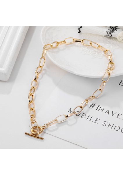 IPA0518-1 Iparam Kalın Zincir Geçiş Toka Kolye Karışık Bağlantılı Daire Kolye Kadınlar Için Minimalist Gerdanlık Kolye Sıcak Takı (Yurt Dışından) fırsatları