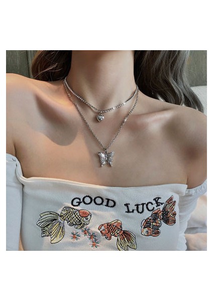 No.7 Boyutu Gotik Kelebek Kolye Kolye Kadın Erkek Gerdanlık Estetik Grunge Zincir Aksesuarları Igırl Indie Yaka Takı Arkadaş Hediye (Yurt Dışından)