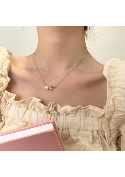 No.-11 Boyutu Vintage Zarif Lale Kolye Kolye Kadınlar Için Gül Kristal Zirkon Püskül Klavikula Zincir Gerdanlık Parti Düğün Takı Hediyeler (Yurt Dışından) modelleri