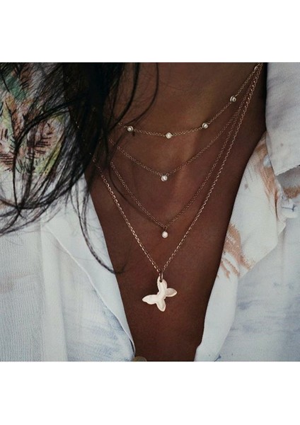 NE-0449-22 Bohemian Çok Katmanlı Ay Yıldız Kolye Kadınlar Için Altın Renk Vintage Kolye Kolye Geometri Chokers Takı Hediye (Yurt Dışından)