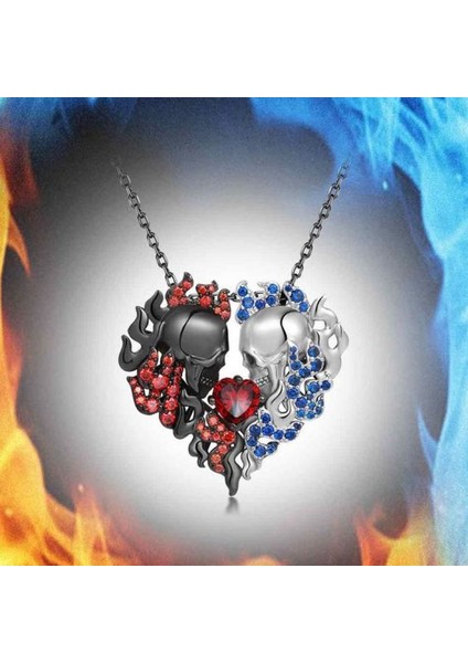 N101518 Klasik Benzersiz Iki Ton Kalp Kafatası Zincir Kolye Erkek Gotik Kaya Hip Hop Harajuku Çift Genç Kız Erkek Takı Kolye (Yurt Dışından) fiyatları