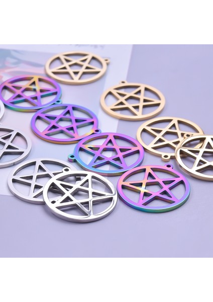 S558-R 9 Adetlot Paslanmaz Çelik Büyücülük Yıldız Pentagram Charms Pentagramı Kolye Takı Yapımı Için Kolye Küpe Toplu (Yurt Dışından) fiyatları