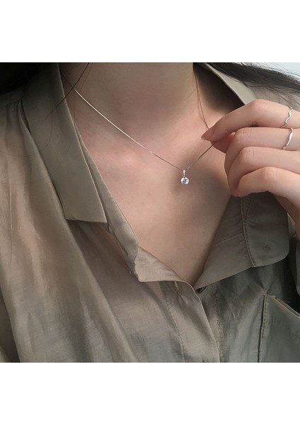 No.20 Boyutu Yeni Parlaklık Zirkon Geometrik Kolye Kolye Gümüş Renk Klavikula Zinciri Kadın Moda Takı Hediye (Yurt Dışından) modelleri