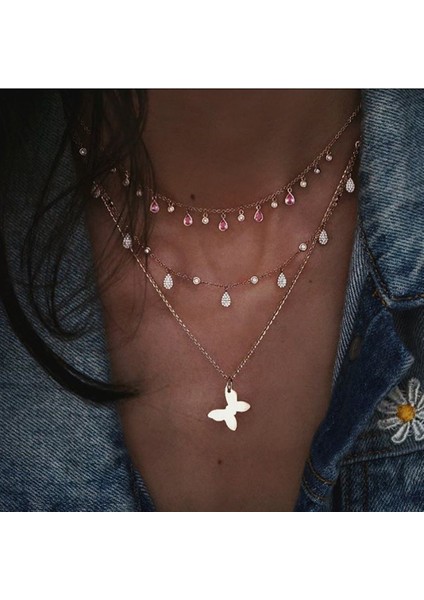 NE-0449-19 Bohemian Çok Katmanlı Ay Yıldız Kolye Kadınlar Için Altın Renk Vintage Kolye Kolye Geometri Chokers Takı Hediye (Yurt Dışından)