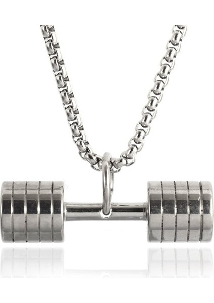 AL19499 Erkek Kadın Kolye Paslanmaz Çelik Çift Halter Kolye Spor Salonu Spor Dambıl Halter Halter Zincir Takı (Yurt Dışından)