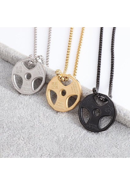 AL19499 Erkek Kadın Kolye Paslanmaz Çelik Çift Halter Kolye Spor Salonu Spor Dambıl Halter Halter Zincir Takı (Yurt Dışından) fiyatları