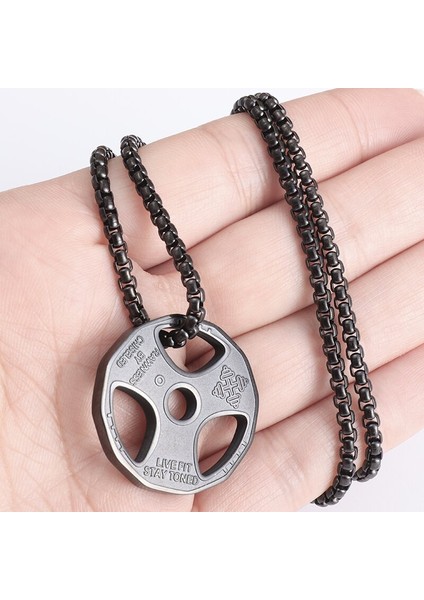 AL19499 Erkek Kadın Kolye Paslanmaz Çelik Çift Halter Kolye Spor Salonu Spor Dambıl Halter Halter Zincir Takı (Yurt Dışından) modelleri