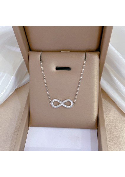 XL993-GÜMÜŞ Moda Basit Paslanmaz Çelik Sonsuzluk Kolye Kolye Kadınlar Için Klasik Şanslı Zirkon Seni Sonsuza Kadar Seviyorum Takı Doğum Günü Hediyesi (Yurt Dışından)
