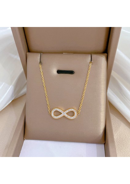 XL993-GÜMÜŞ Moda Basit Paslanmaz Çelik Sonsuzluk Kolye Kolye Kadınlar Için Klasik Şanslı Zirkon Seni Sonsuza Kadar Seviyorum Takı Doğum Günü Hediyesi (Yurt Dışından) fiyatları