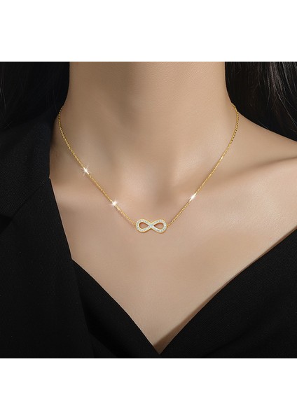 XL993-GÜMÜŞ Moda Basit Paslanmaz Çelik Sonsuzluk Kolye Kolye Kadınlar Için Klasik Şanslı Zirkon Seni Sonsuza Kadar Seviyorum Takı Doğum Günü Hediyesi (Yurt Dışından) modelleri