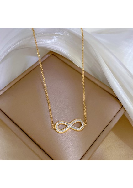 XL993-GÜMÜŞ Moda Basit Paslanmaz Çelik Sonsuzluk Kolye Kolye Kadınlar Için Klasik Şanslı Zirkon Seni Sonsuza Kadar Seviyorum Takı Doğum Günü Hediyesi (Yurt Dışından) fırsatları