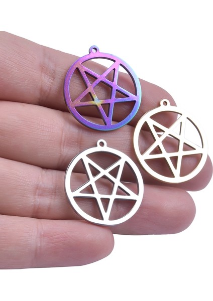 S798-R 9 Adetlot Paslanmaz Çelik Büyücülük Yıldız Pentagram Charms Pentagramı Kolye Takı Yapımı Için Kolye Küpe Toplu (Yurt Dışından) indirimleri