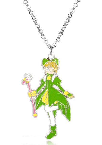 A944 Karikatür Anime Card Captor Sakura Gerdanlık Kolye Cardcaptor Sakura Clow Charm Kolye Kınomoto Sızdırmazlık Değnek Bildirimi Kolye (Yurt Dışından)