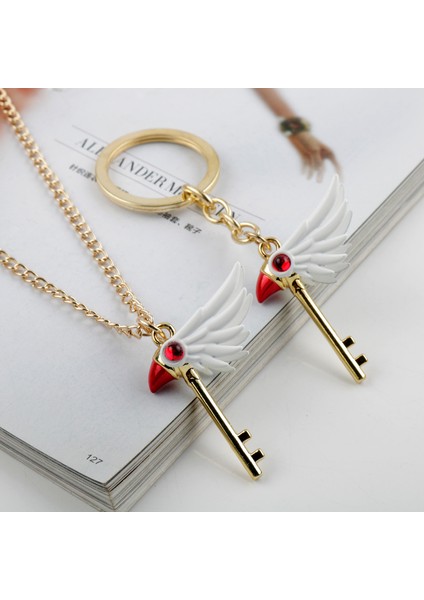 A944 Karikatür Anime Card Captor Sakura Gerdanlık Kolye Cardcaptor Sakura Clow Charm Kolye Kınomoto Sızdırmazlık Değnek Bildirimi Kolye (Yurt Dışından)