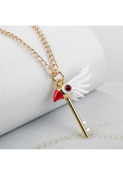 A944 Karikatür Anime Card Captor Sakura Gerdanlık Kolye Cardcaptor Sakura Clow Charm Kolye Kınomoto Sızdırmazlık Değnek Bildirimi Kolye (Yurt Dışından)