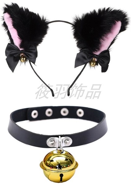 No.6 Boyutu Punk Kedi Kulak Saç Çember Yaka Seti Animasyon Çan Kolye Kadın Aşk Gerdanlık (Yurt Dışından) fiyatları