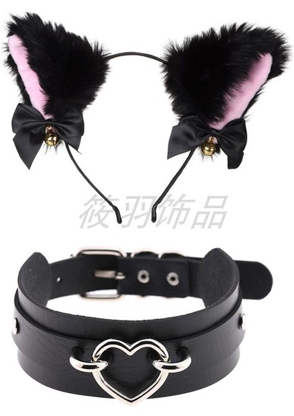 No.6 Boyutu Punk Kedi Kulak Saç Çember Yaka Seti Animasyon Çan Kolye Kadın Aşk Gerdanlık (Yurt Dışından) fırsatları