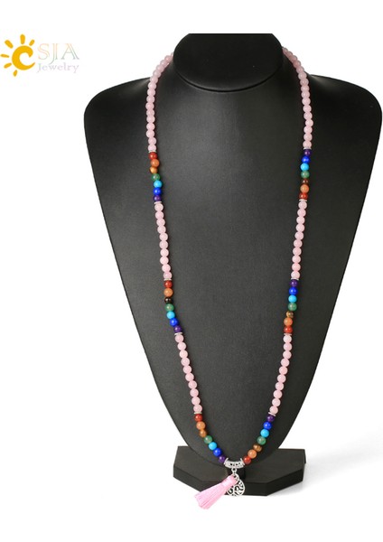 Havlit Csja Kadın Maxi Uzun Kolye Doğal Mala Taş Taş Boncuk Püskül 7 Çakra Kaplan Gözü Pembe Kuvars Howlite Reiki Boho Kolye E590 (Yurt Dışından) indirimleri