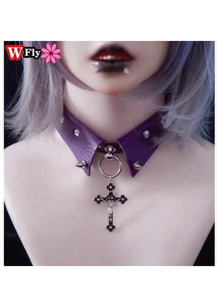 Beyaz Lot Renk Baharat Kız Kolye Yaka Çapraz Kolye Dekorasyon Perçin Boyun Süsleme Gotik Punk Lolita Y2K Harajuku Kaya Gerdanlık (Yurt Dışından) indirimleri