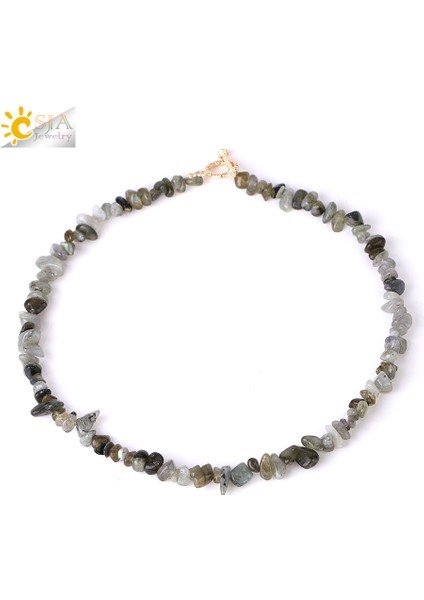 Labradorit Bohemia Kristal Boncuk Gerdanlık Kolye Kadınlar Için Şifa Naural Ton Güneş Taşı Sitrin Boyun Kolye Ot Toka Zincir H153 (Yurt Dışından)