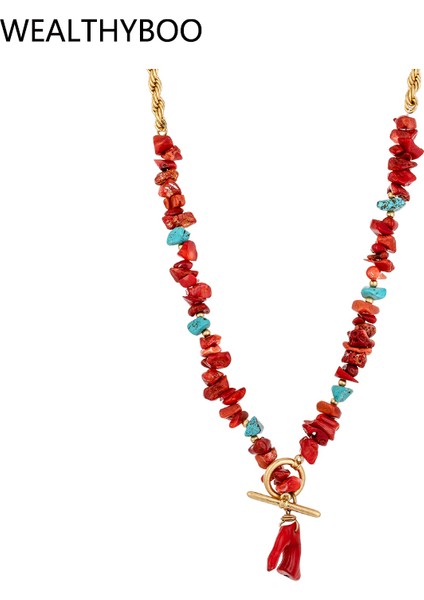 MSN-2021081203 Kırmızı Mercan Boyalı Moda Bohemia Kolye Kadınlar Için Moda Gevşek Boncuklu Takı Yapımı Için Standı Dize Boncuklu Kolye (Yurt Dışından) modelleri