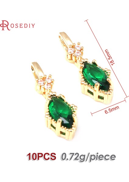 46302-YEŞIL K Altın Rengi Pirinç ve Zirkon Büyük Delik Damla Şekli Charms Kolye Diy Takı Yapımı Kolye Aksesuarları Kadınlar Için (Yurt Dışından)