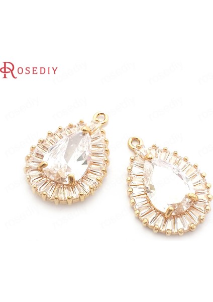 46141-MOR 18 K Altın Renk Pirinç ve Zirkon ve Cam Damla Şekli Charms Kolye Diy Takı Yapımı Kolye Küpe Aksesuarları Kadınlar Için (Yurt Dışından) modelleri
