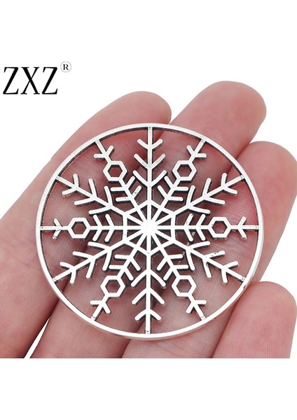 Zxz Tibet Gümüş Büyük Kar Tanesi Yuvarlak Daire Charms Kolye Takı Yapımı Için Bulgular 48MM (Yurt Dışından)