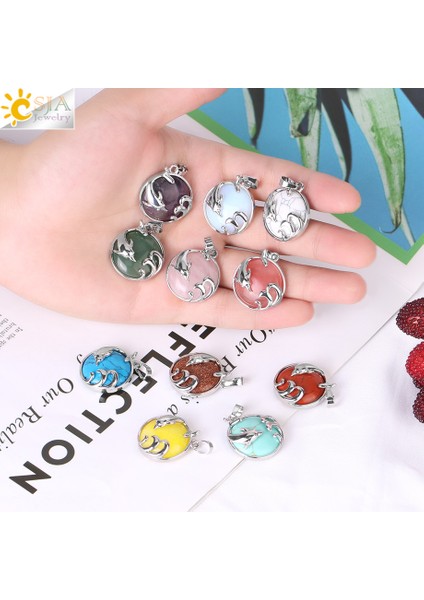 Unakit Csja Şifa Dolar Kolye Doğal Taş Cabochon Kristal Okyanus Hayvan Kolye Yapımı Dıy Takı Aksesuarları H030 (Yurt Dışından) modelleri