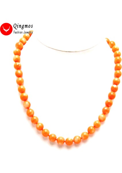 9-10MM Qingmos Yüksek 6mm Yuvarlak Doğal Pembe Mercan Kolye ile Kadınlar Için Hakiki Mercan Kolye Taş Takı 17 "chokers (Yurt Dışından)