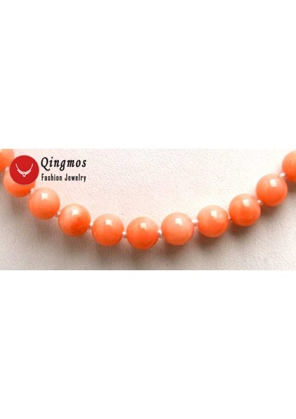 9-10MM Qingmos Yüksek 6mm Yuvarlak Doğal Pembe Mercan Kolye ile Kadınlar Için Hakiki Mercan Kolye Taş Takı 17 "chokers (Yurt Dışından) modelleri