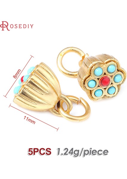 44276-MATALTINRENK 5 Adet Mat Altın Rengi Pirinç Özel Vintage Nepal Tarzı Çan Çiçek Şeker Takılar Kolye Takı Yapımı Malzemeleri Bulgular (Yurt Dışından)