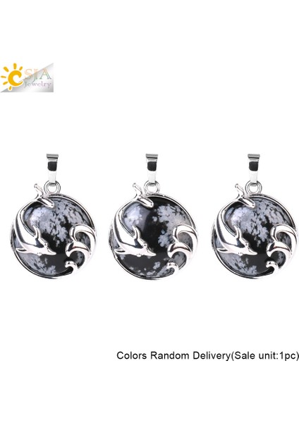 Kar Tanesi Csja Şifa Dolar Kolye Doğal Taş Cabochon Kristal Okyanus Hayvan Kolye Yapımı Dıy Takı Aksesuarları H030 (Yurt Dışından)