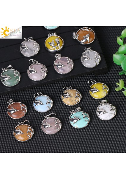 Kar Tanesi Csja Şifa Dolar Kolye Doğal Taş Cabochon Kristal Okyanus Hayvan Kolye Yapımı Dıy Takı Aksesuarları H030 (Yurt Dışından) fırsatları