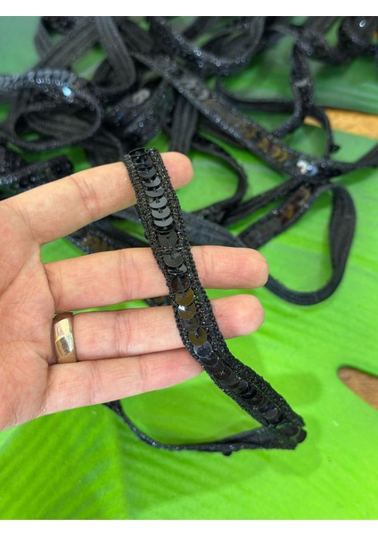 En 1 cm Siyah Payetli Şerit Dikiş Giyim Aksesuarı (1 Metre) modelleri