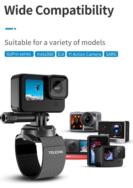 Gopro Hero 10 9 8 7 6 5 INSTA360 Osmo Action Için 360 Derece Dönebilen El Bilek Kayışı Hızlı Ayarlı Montaj (Yurt Dışından)