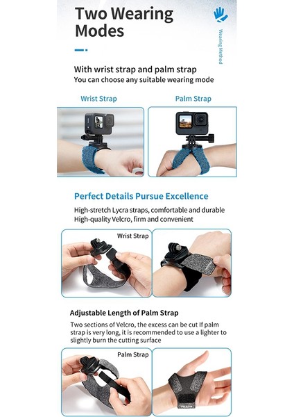 Gopro Hero 10 9 8 7 6 5 INSTA360 Osmo Action Için 360 Derece Dönebilen El Bilek Kayışı Hızlı Ayarlı Montaj (Yurt Dışından)