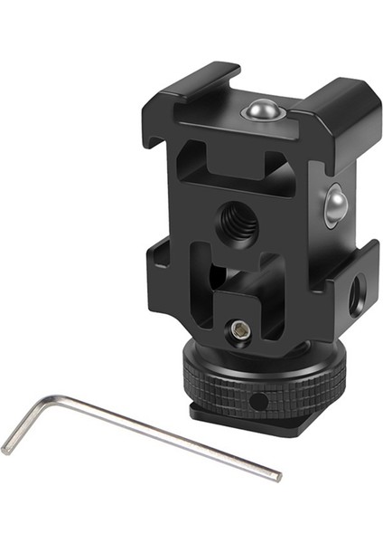 Üçlü Sıcak Ayakkabı Montaj Adaptörü Çift Vidalı Braketi Standı Tutucu Dslr Kamera Için LED Video Mikrofon Flaş Işığı, B (Yurt Dışından)