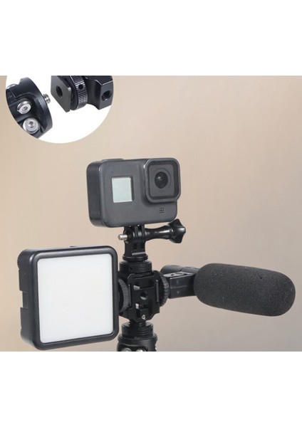 Üçlü Sıcak Ayakkabı Montaj Adaptörü Çift Vidalı Braketi Standı Tutucu Dslr Kamera Için LED Video Mikrofon Flaş Işığı, B (Yurt Dışından)