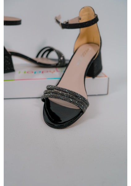 Kız Çocuk Abiye Ayakkabı Siyah Taşlı 3 Bantlı Mezüniyet-Düğün Topuklu Kız Çocuk Abiye Ayakkabı fiyatları