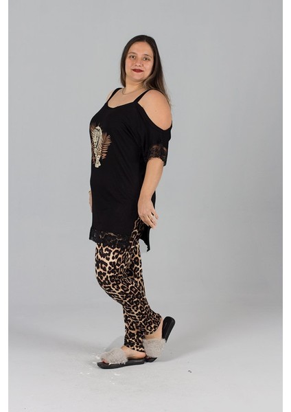 Büyük Beden Askılı Likralı Pijama Takım fiyatları