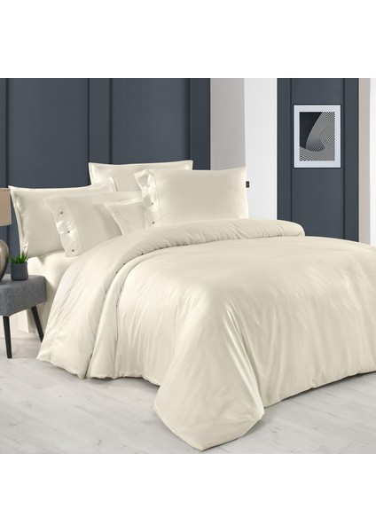 Monochrome Ecru %100 Pamuk Saten ''300 Tc" Nevresim Takımı Çk V2