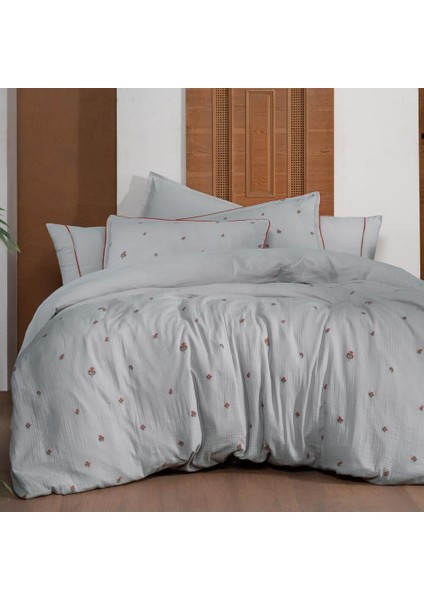 Plana Gri Tek Kişilik %100 Pamuk Mood Comfort Müslin Nevresim Takımı