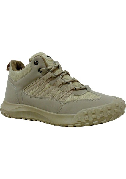 Bej Krem Bağcıklı Boğazlı Sneakers Spor Ayakkabı