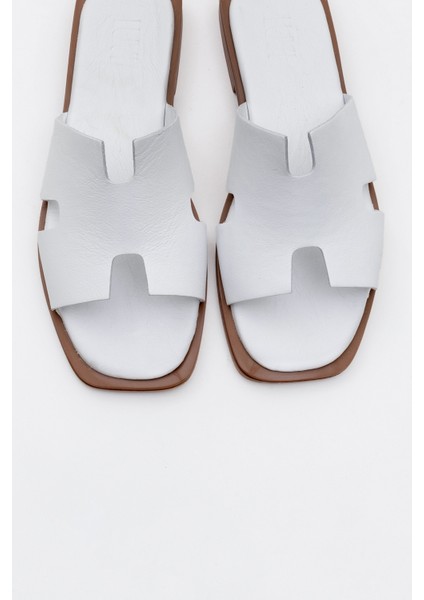 Jez Beyaz Cilt Deri Kadın Terlik fiyatları