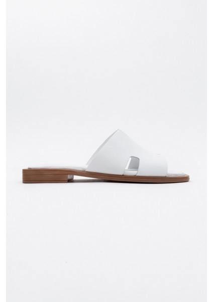 Jez Beyaz Cilt Deri Kadın Terlik indirimleri