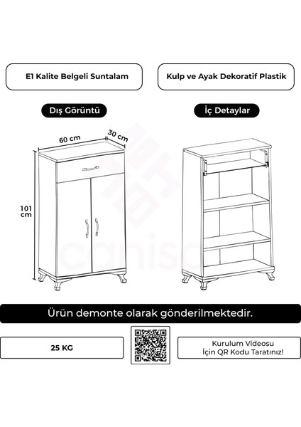 Manex Çok Amaçlı Çekmeceli Dolap Mutfak & Hol & Banyo & Balkon & Ofis Dolap