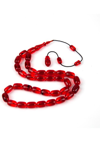 Eski Avusturya Oyun Zar Obje Ateş Kehribar Kapsül Kesim 8X12MM Tesbih - Şeffaf Kırmızı modelleri